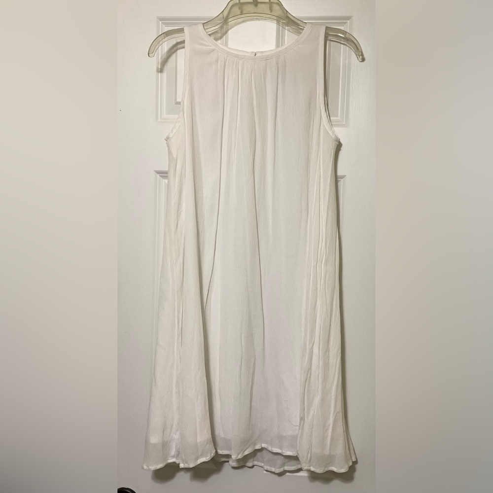 White S Shell A-Line Loft Outlet Gauzy Lined Sleeveless Tunic Long Blouse